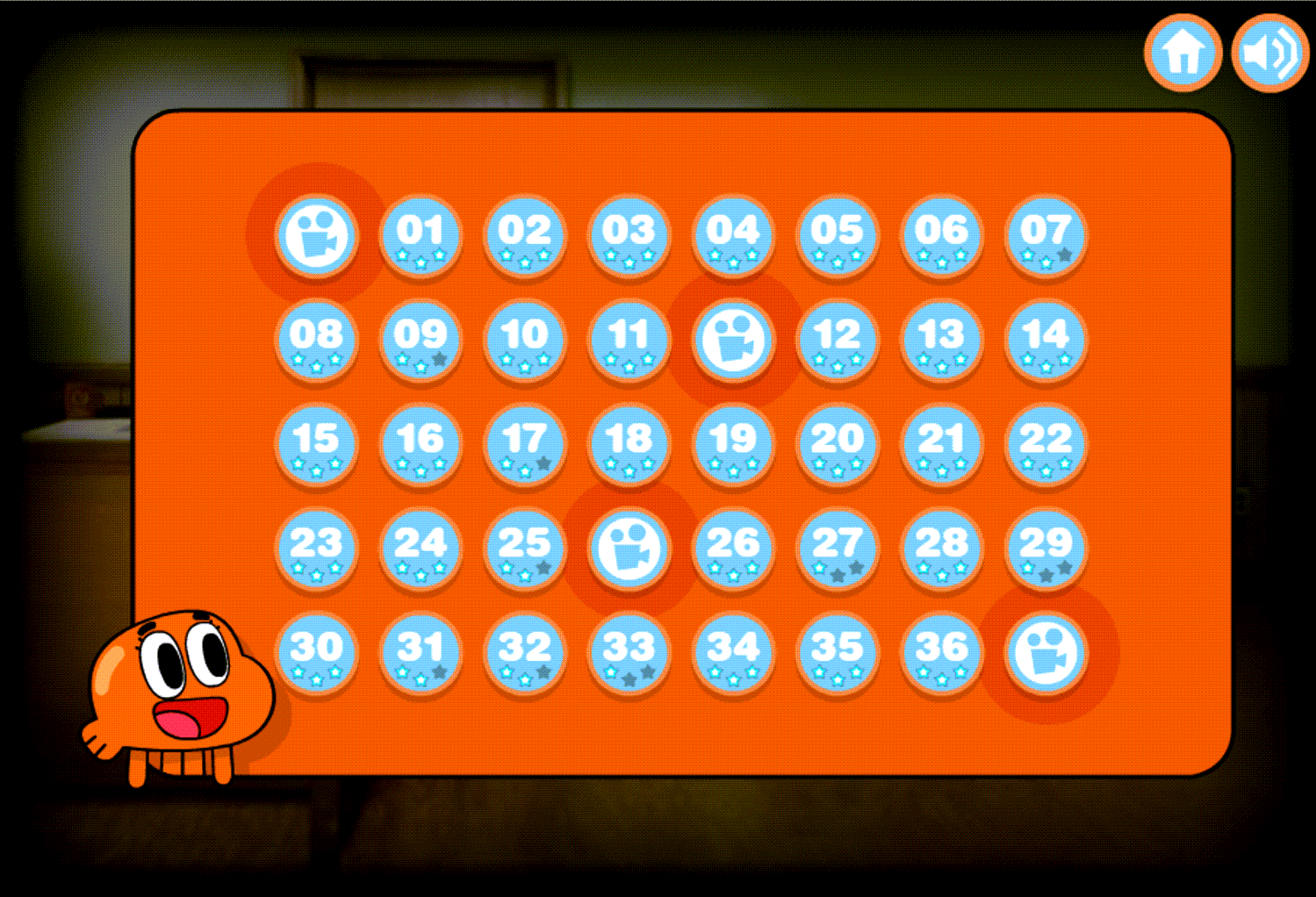 Amazing World of Gumball Tension in Detention Game Level Select Screen Screenshot.