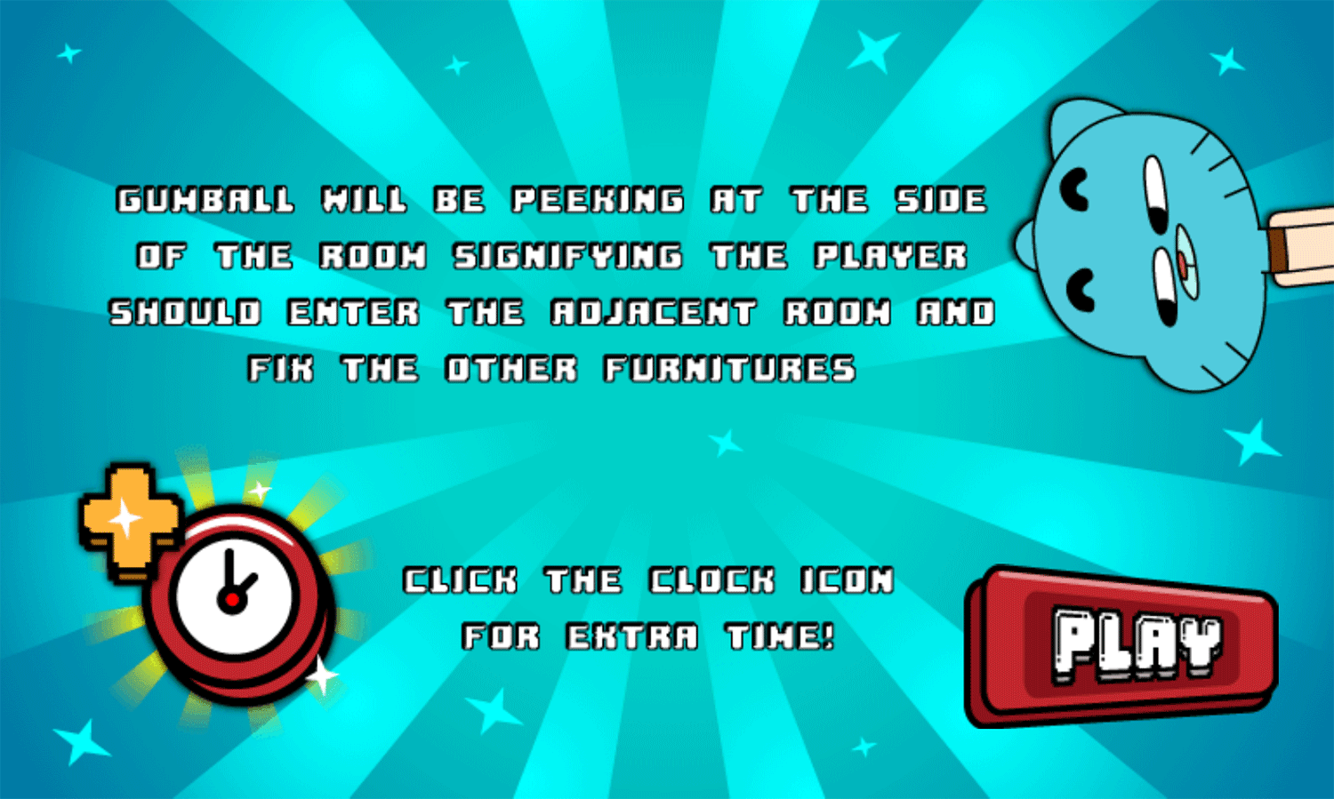 Amazing World of Gumball Tidy Up Game Instructions Screenshot.