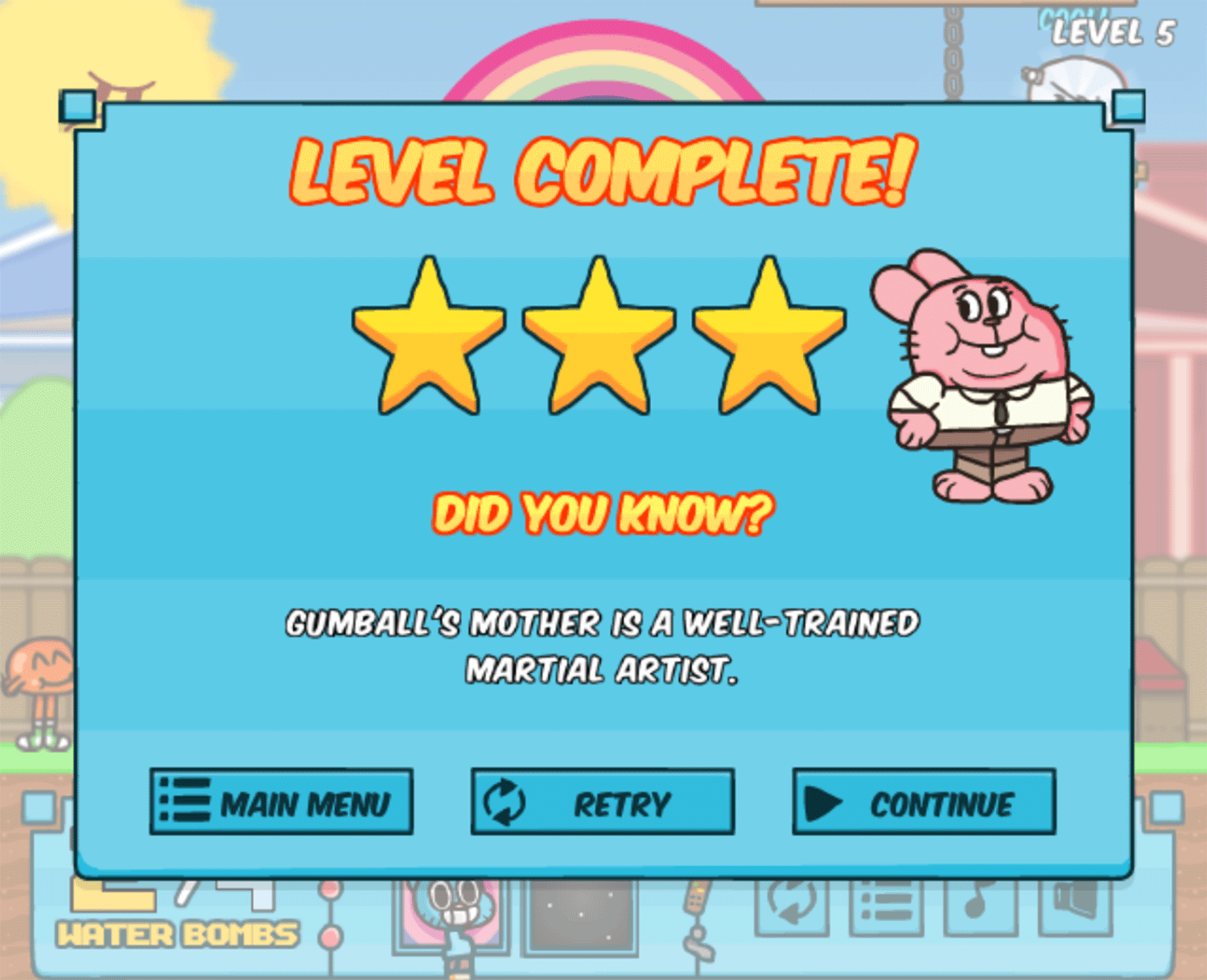 Amazing World of Gumball Water Sons Game Result Screenshot.
