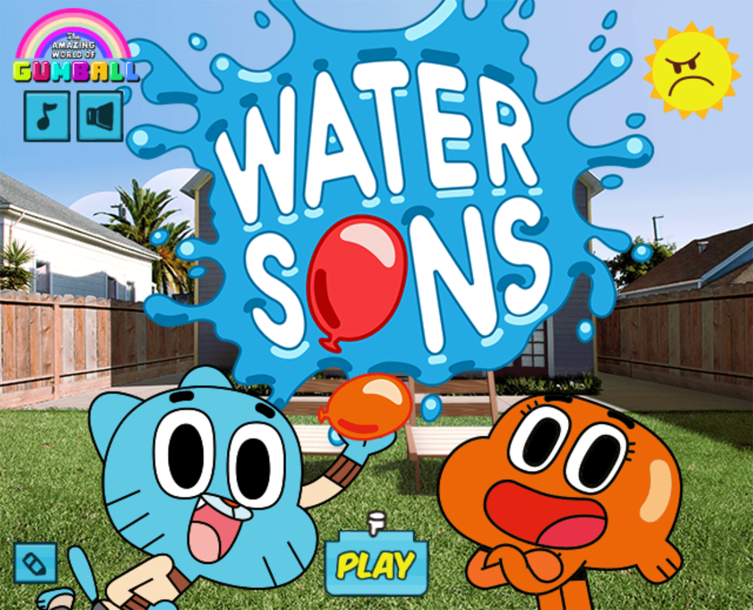 Amazing World of Gumball Water Sons Game Welcome Screen Screenshot.