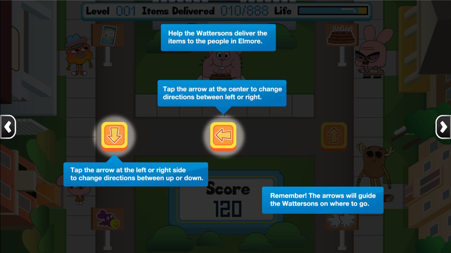 Amazing World of Gumball Watterson Express How to Play Instructions Screenshot.