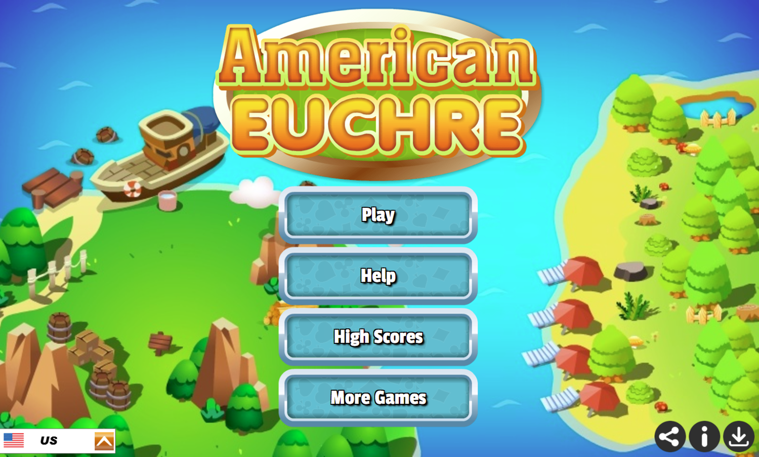 American Euchre Game Welcome Screen Screenshot.