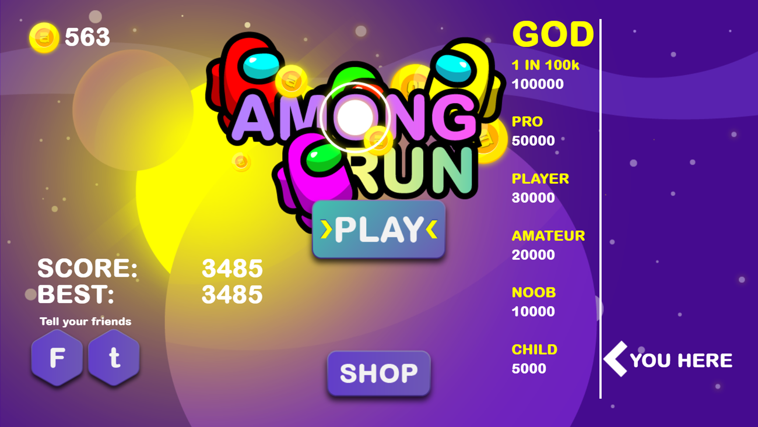 Among Run Game Best Score Screenshot.