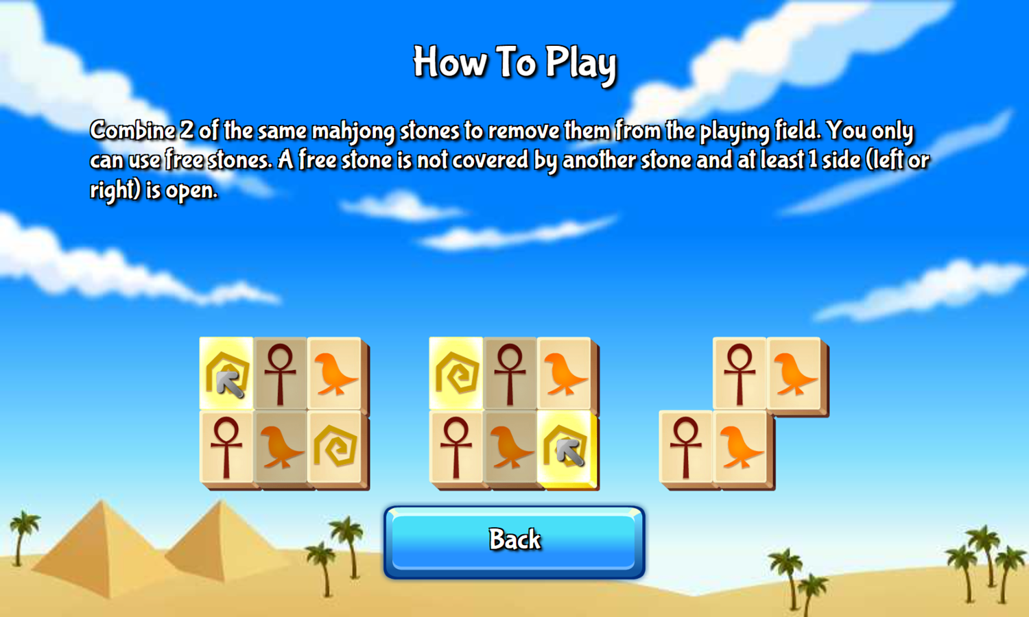 Ancient Egypt Mahjong Game How To Play Screenshot.