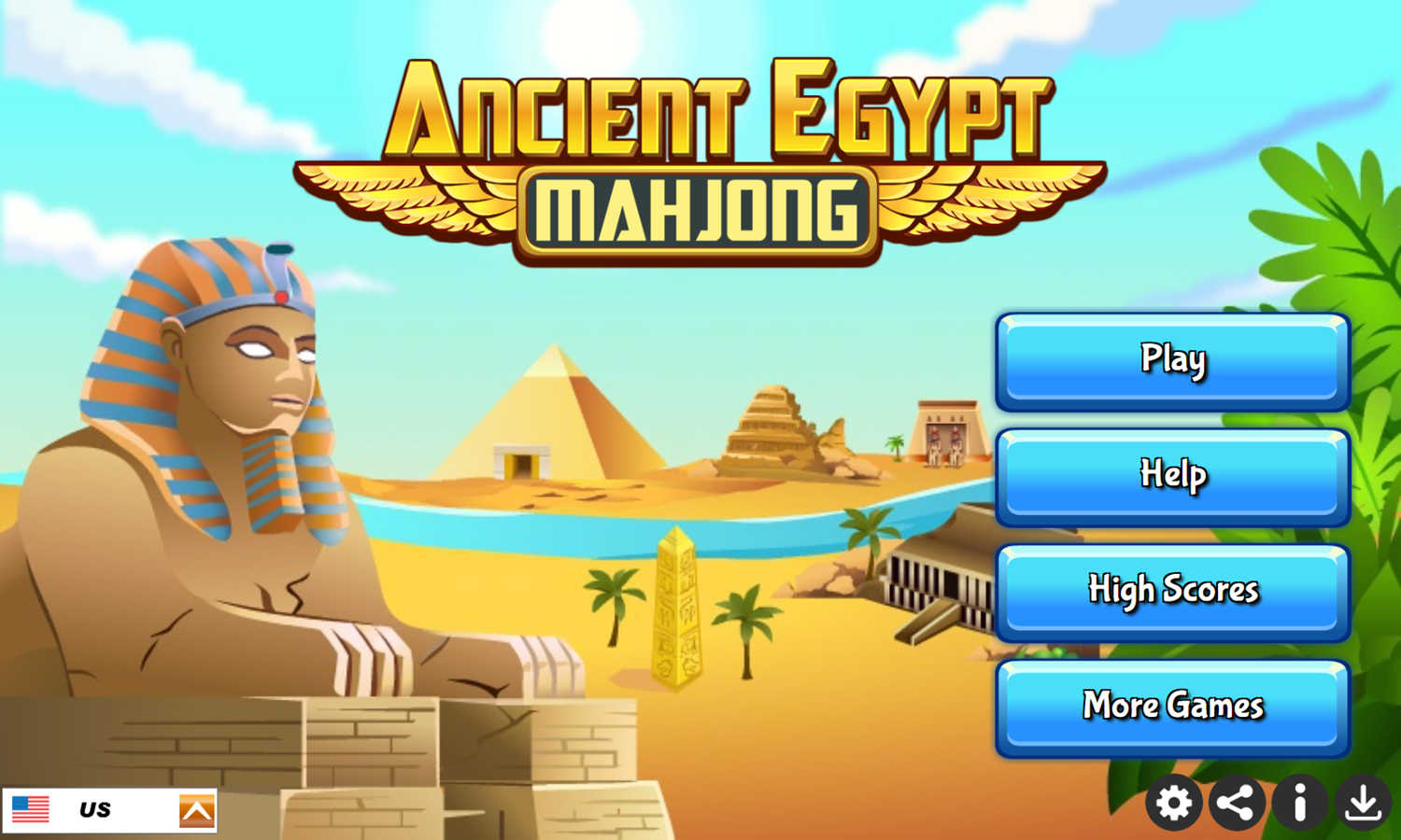 Ancient Egypt Mahjong Game Welcome Screen Screenshot.