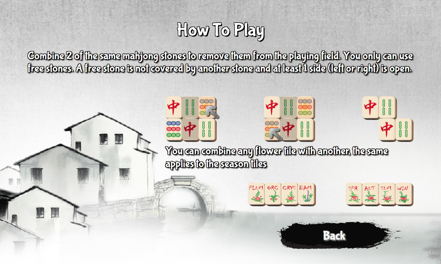 Ancient Mahjong Game How To Play Screenshot.