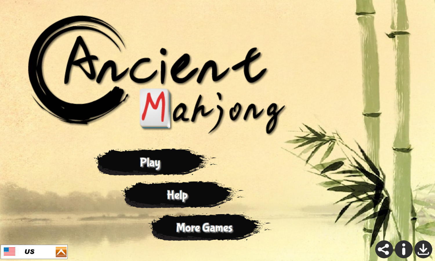 Ancient Mahjong Game Welcome Screen Screenshot.