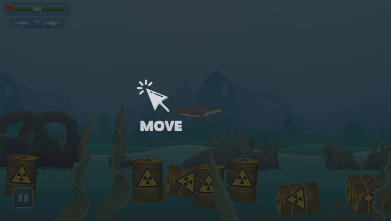 Angry Sharks Game Controls Screenshot.