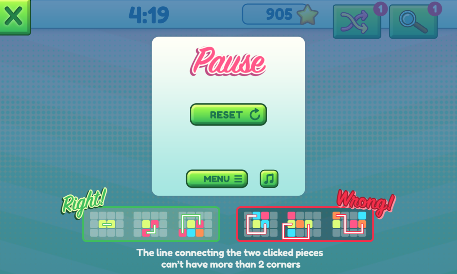 Animal Connection Mahjong Match Game Paused Screenshot.