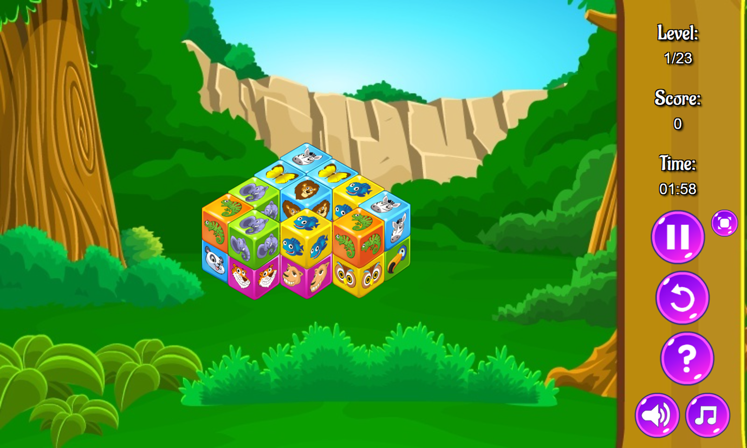 Animal Cubes Game Level Start Screenshot.