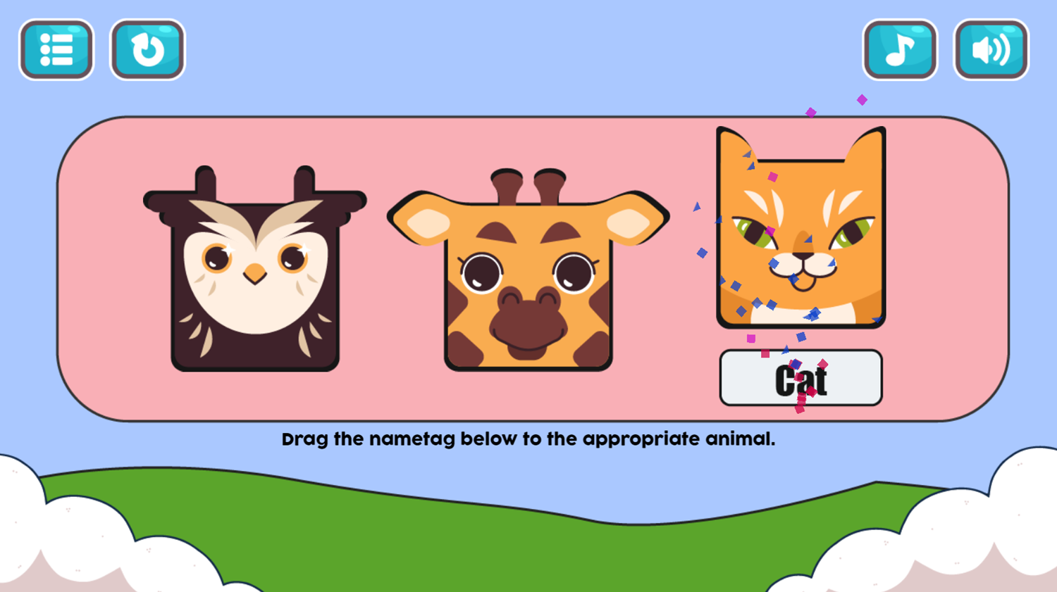 Animal Game Answer Screenshot.