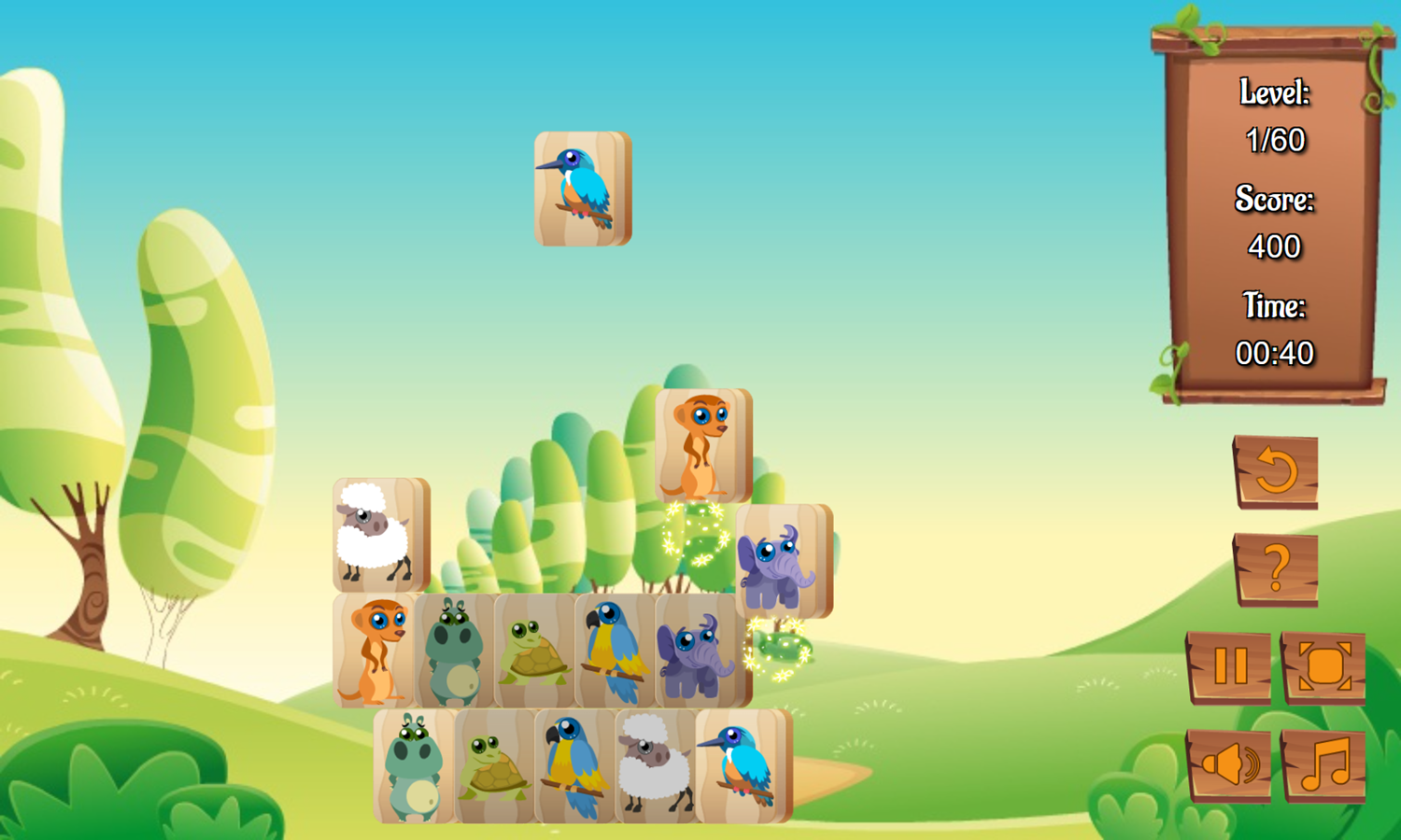 Animal Mahjong Game Level Play Screenshot.