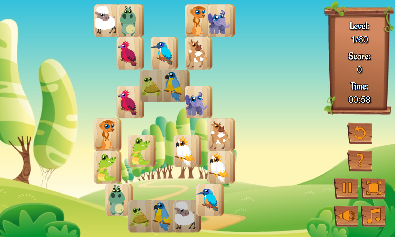 Animal Mahjong Game Level Start Screenshot.