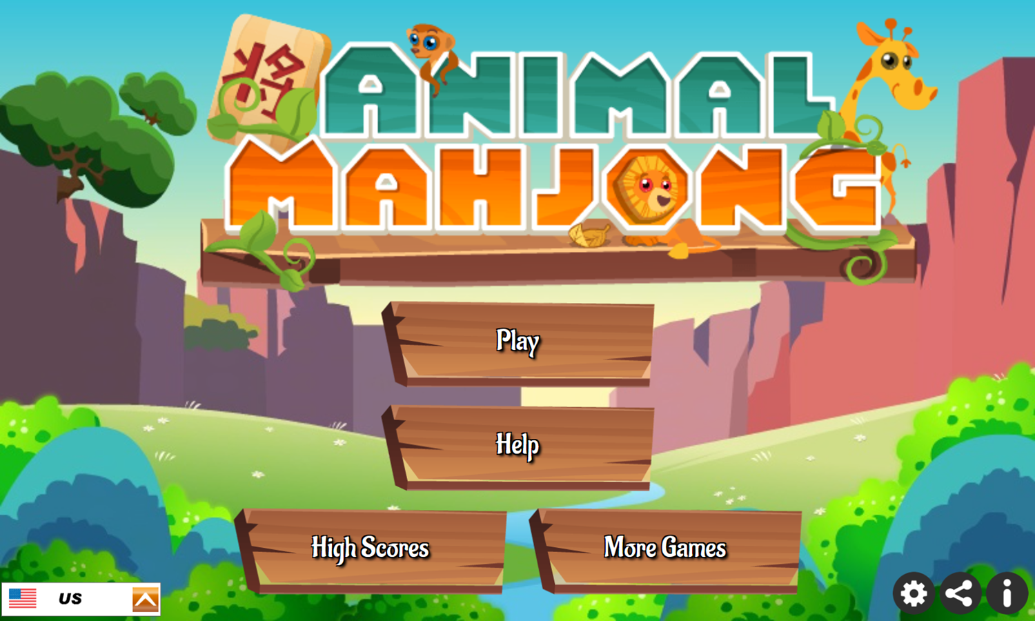 Animal Mahjong Game Welcome Screen Screenshot.