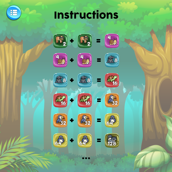 Animal Merge Puzzle Game Instructions Screenshot.