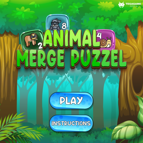 Animal Merge Puzzle Game Welcome Screen Screenshot.