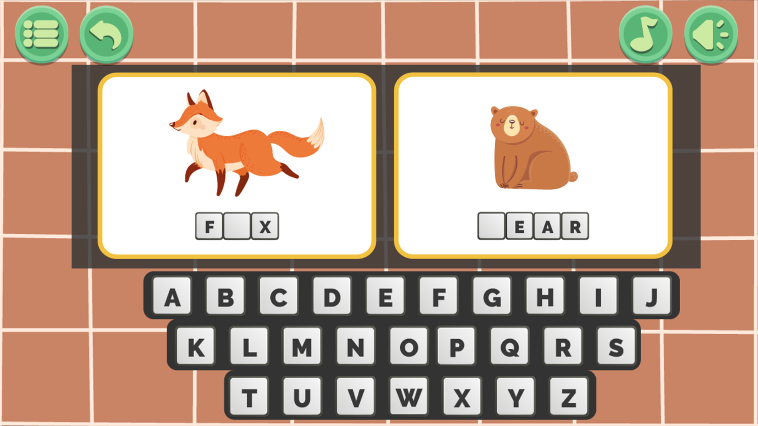 Animal Word Game Question Screenshot.