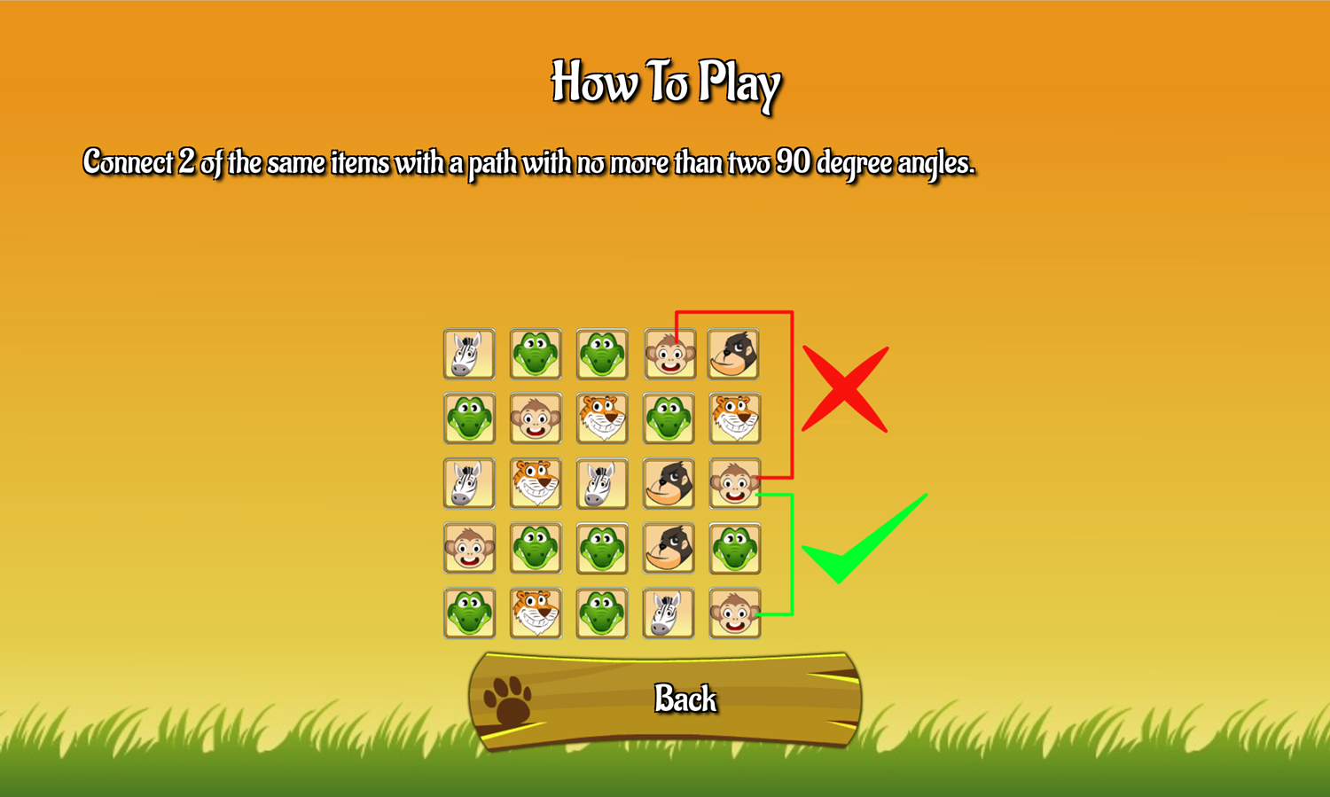 Animals Connect 2 Game How to Play Screen Screenshot.