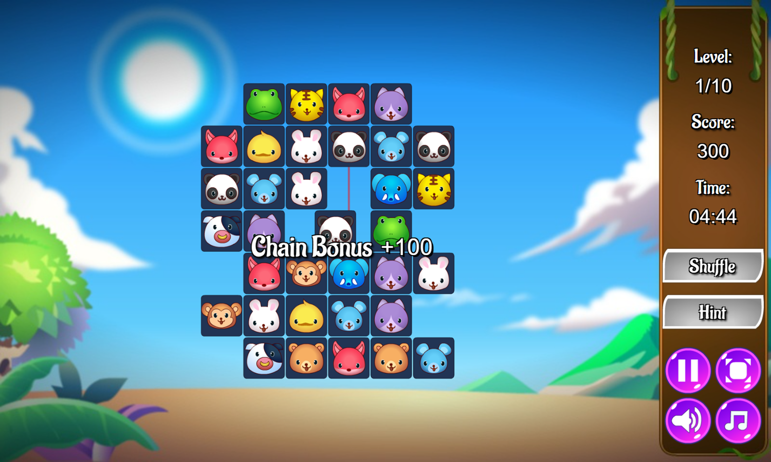 Animals Connect 3 Game Play Screenshot.