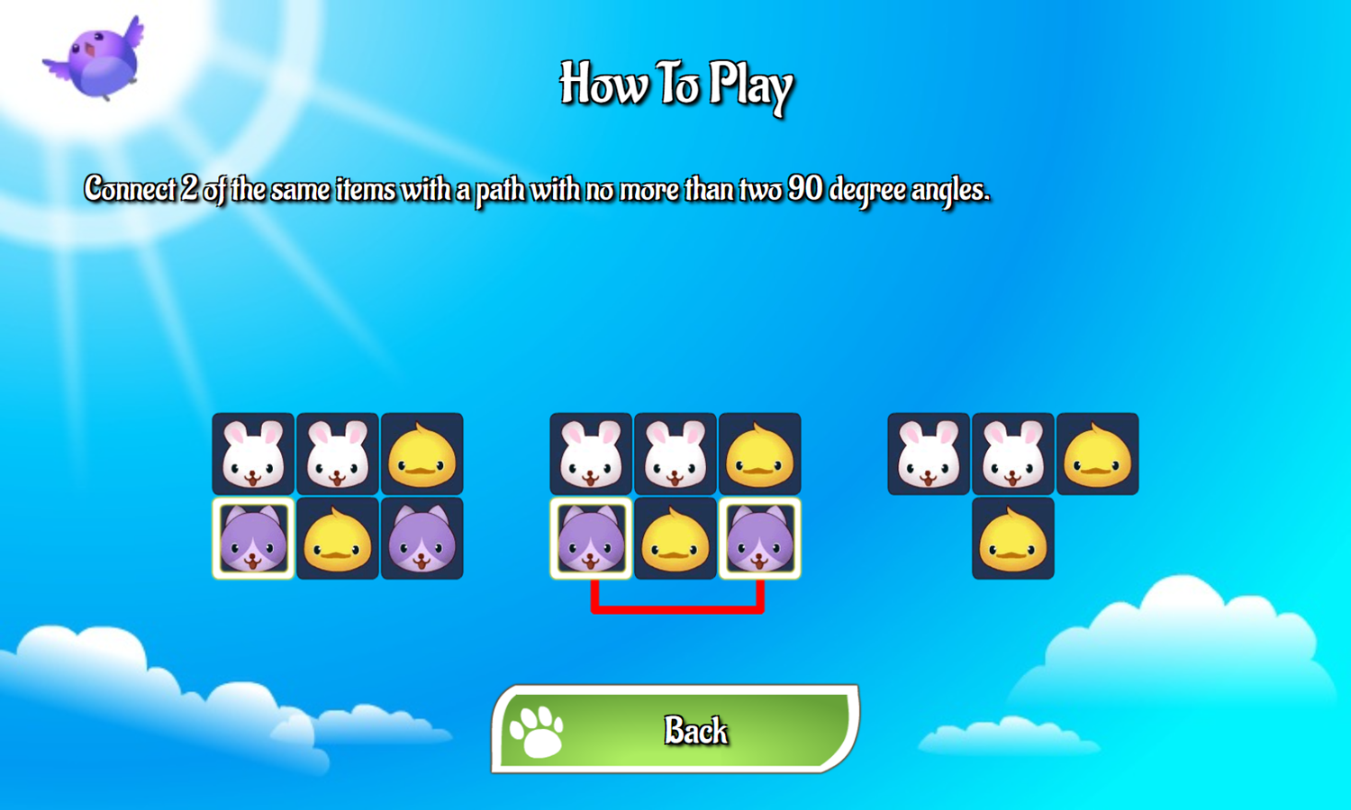 Animals Connect 3 Game How To Play Screenshot.
