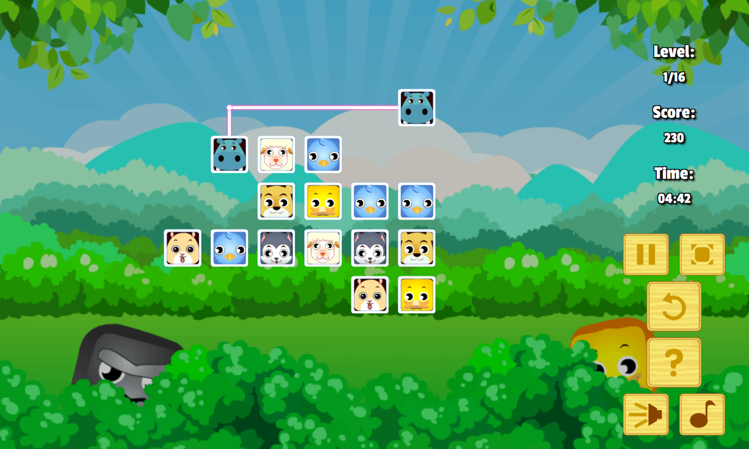 Animals Connect Game Level Play Screenshot.