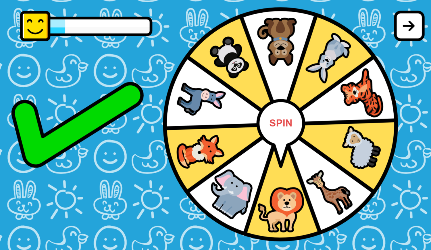 Animals Wheel Game Correct Answer Screenshot.
