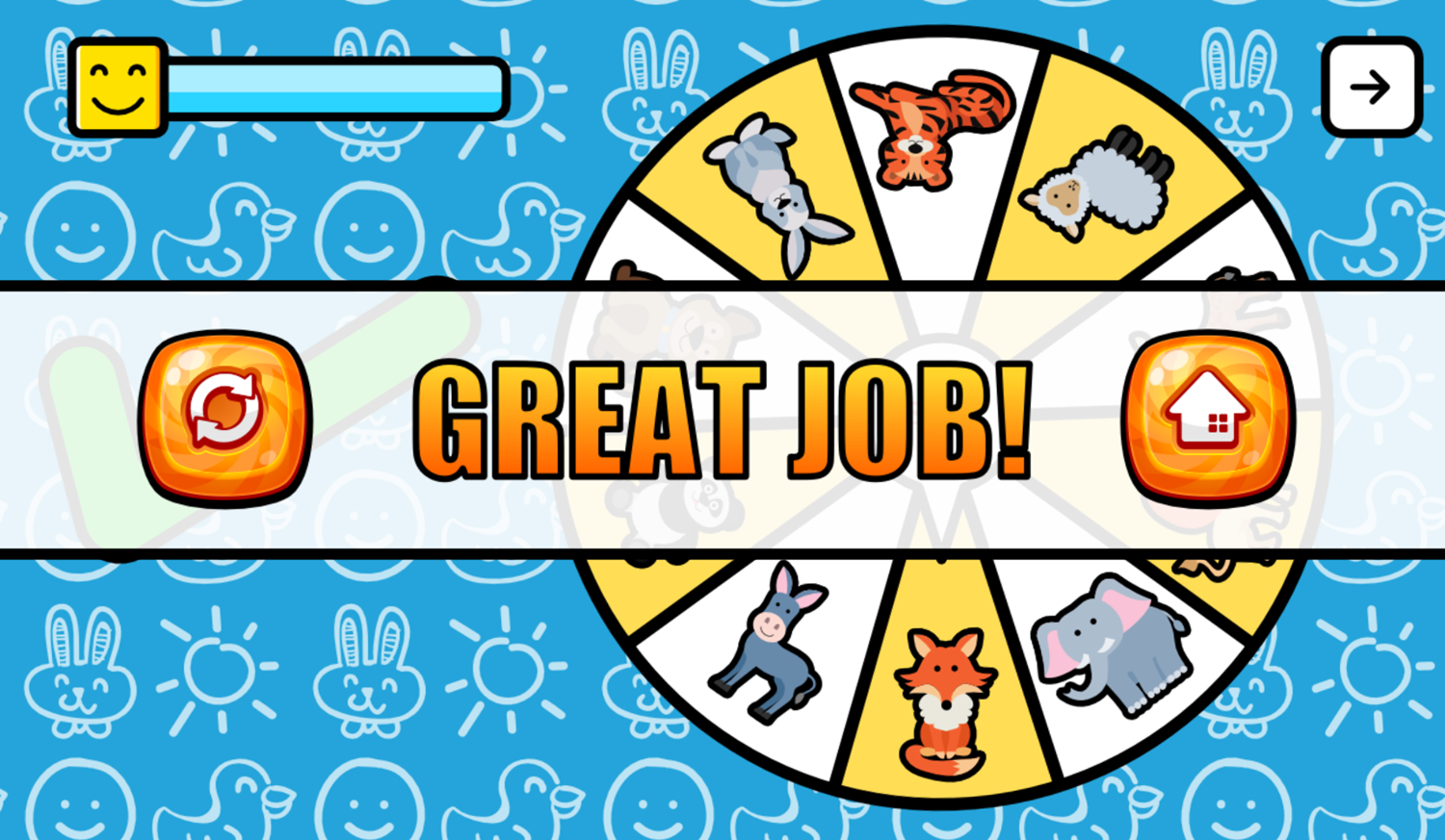 Animals Wheel Game Complete Screenshot.