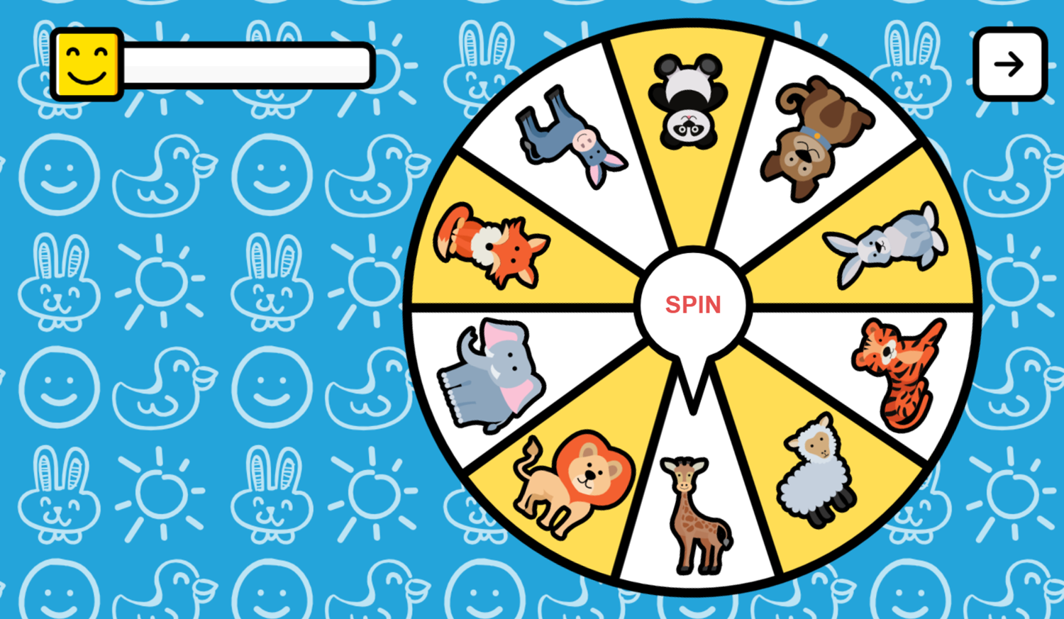 Animals Wheel Game Start Screenshot.
