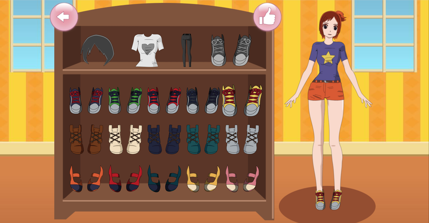 Anime High School Dress Up Game Options Screenshot.