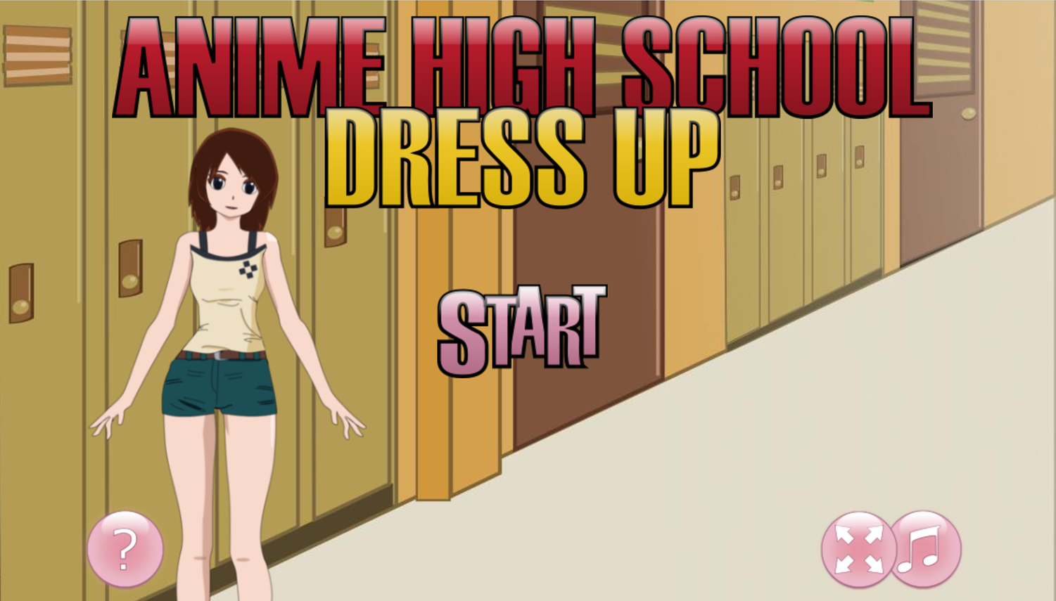 Anime High School Dress Up Game Welcome Screen Screenshot.