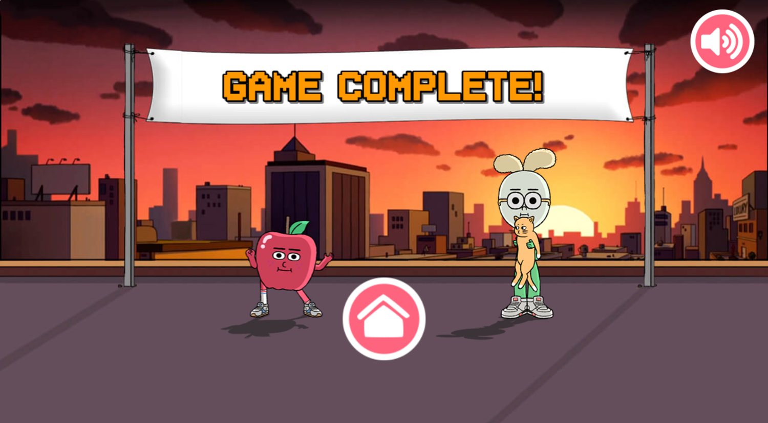 Apple & Onion Cat Rescue Game Complete Screenshot.