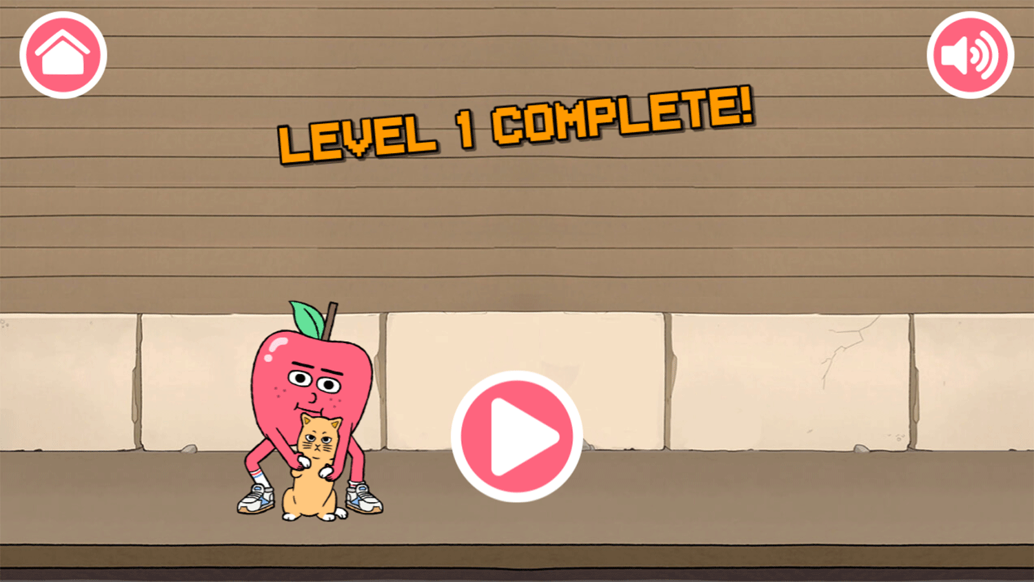 Apple & Onion Cat Rescue Game Level Complete Screenshot.