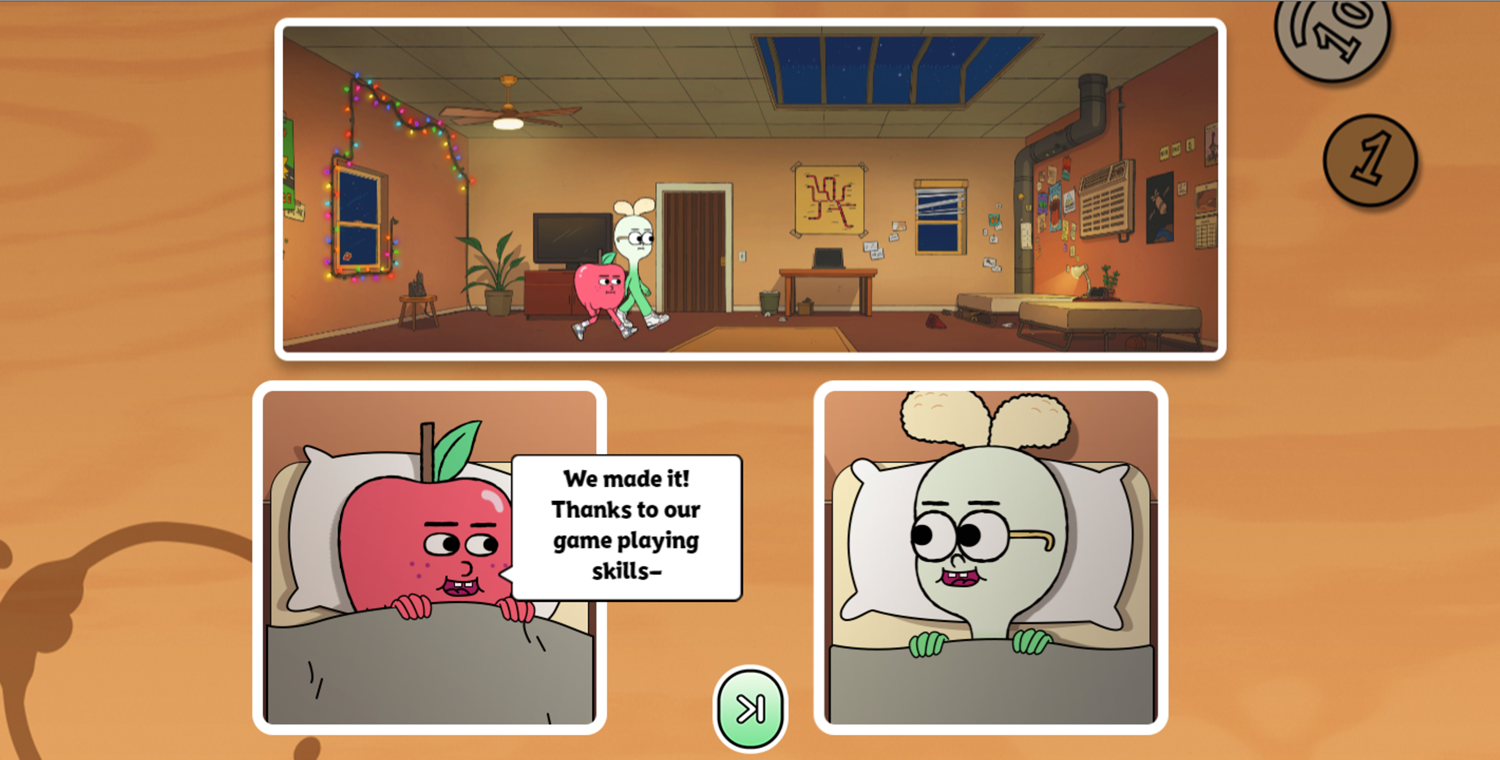 Apple & Onion the Floor is Lava Game Beat Screen Screenshot.