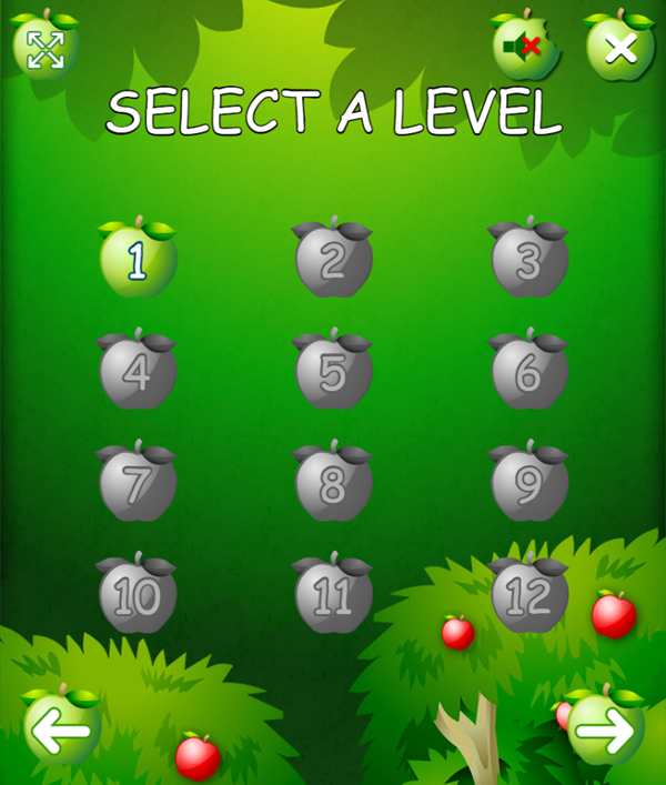 Apples Game Select Level Screenshot.