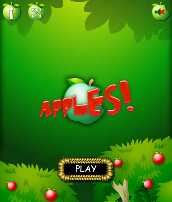 Apples Game Welcome Screen Screenshot.