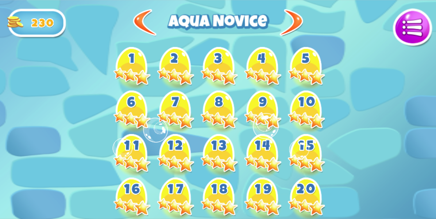 Aqua Thief Game Aqua Novice Level Select Screen Screenshot.