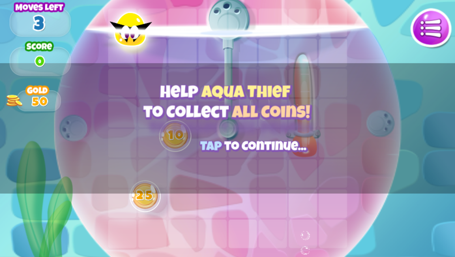 Aqua Thief Game Level Start Screenshot.