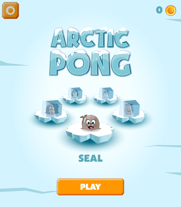 Artic Pong Game Welcome Screen Screenshot.