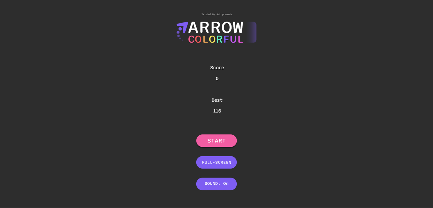 Arrow Colorful Game Welcome Screen Screenshot.