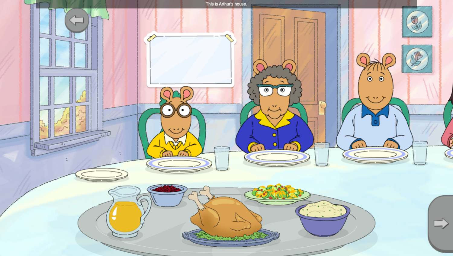 Arthur an Elwood City Thanksgiving Game Start Screenshot.