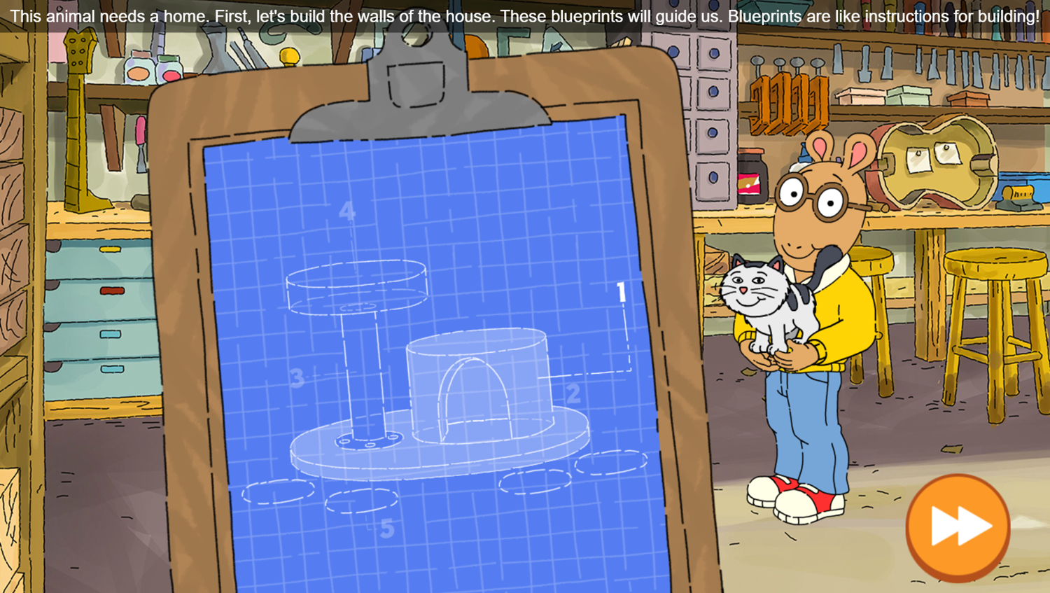Arthur Animal Home Builder Game Blueprint Start Screenshot.