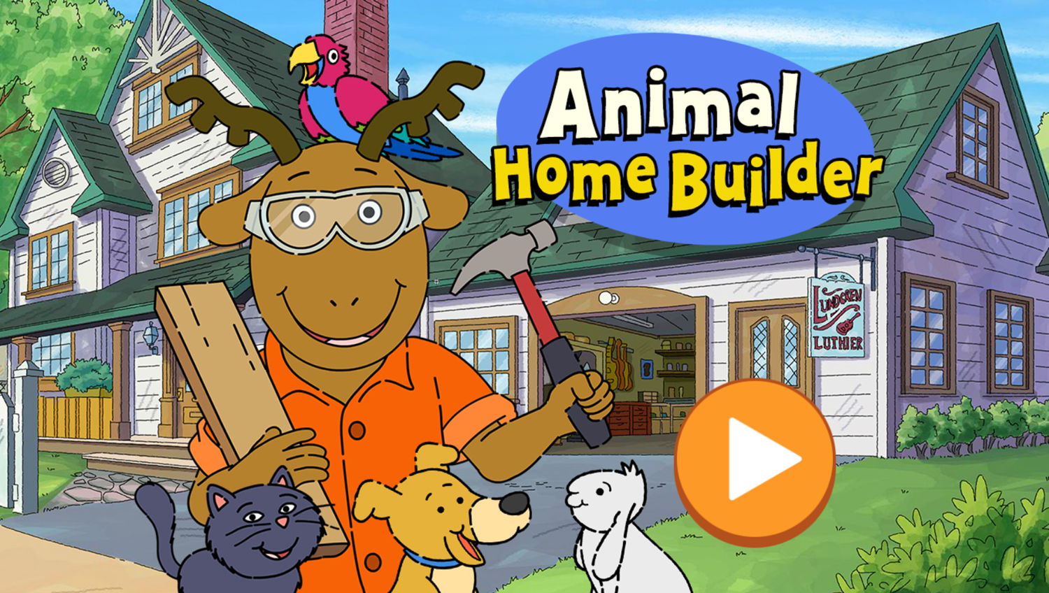 Arthur Animal Home Builder Game Welcome Screen Screenshot.