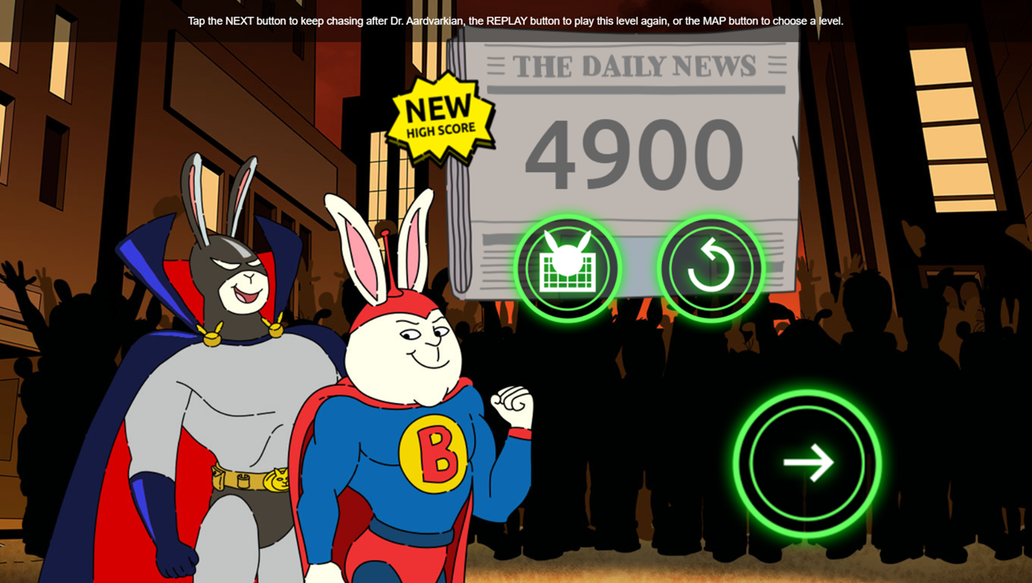 Arthur Dark Bunny Needs Your Help Game Stage Complete Screenshot.