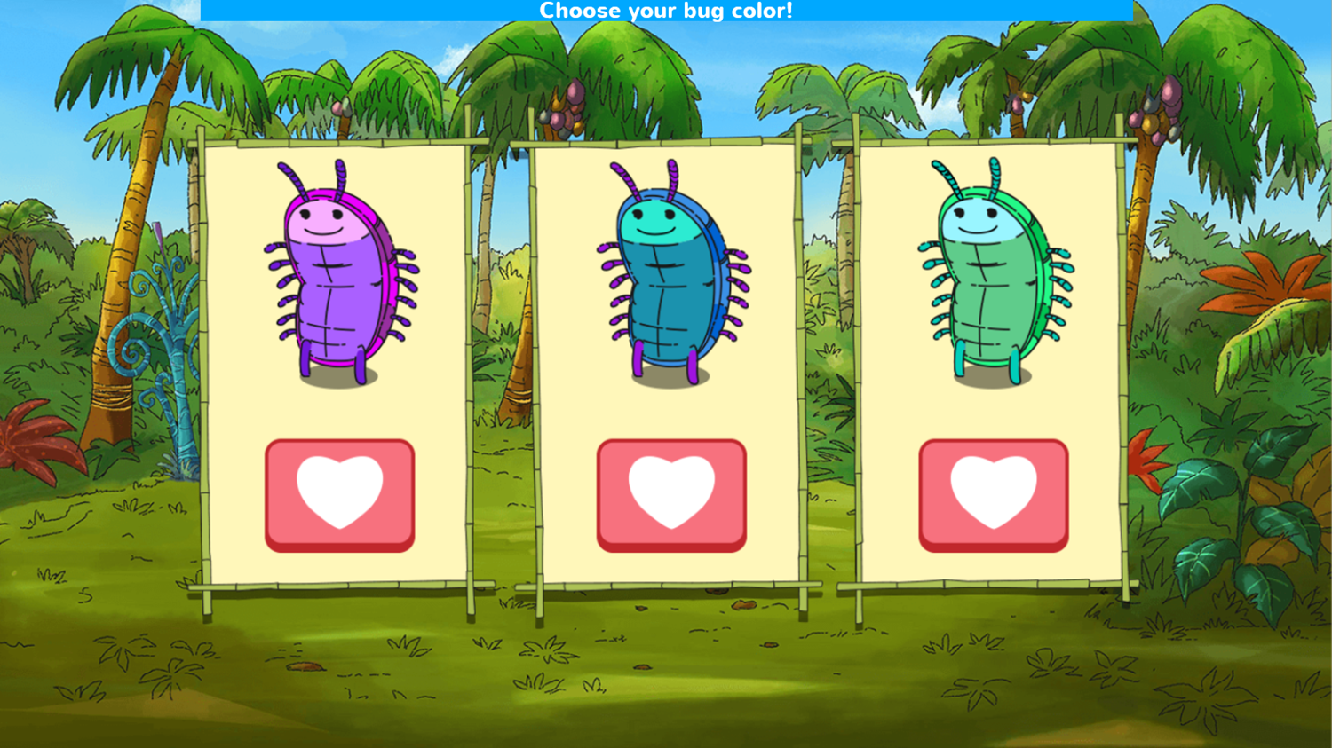 Arthur D.W.'s Island Bugball Game Choose Bug Color Screenshot.