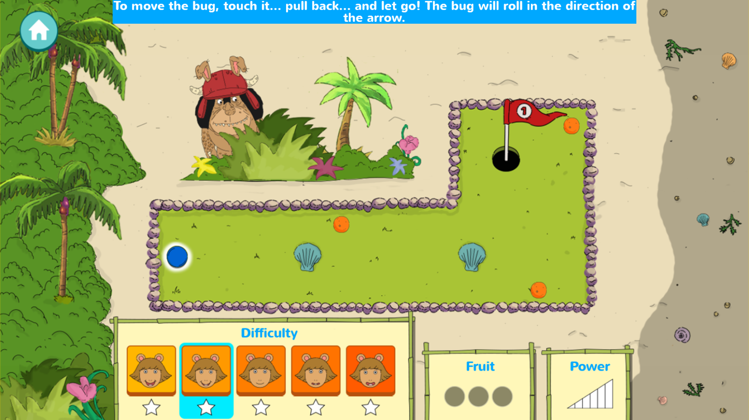 Arthur D.W.'s Island Bugball Game How To Play Screenshot.