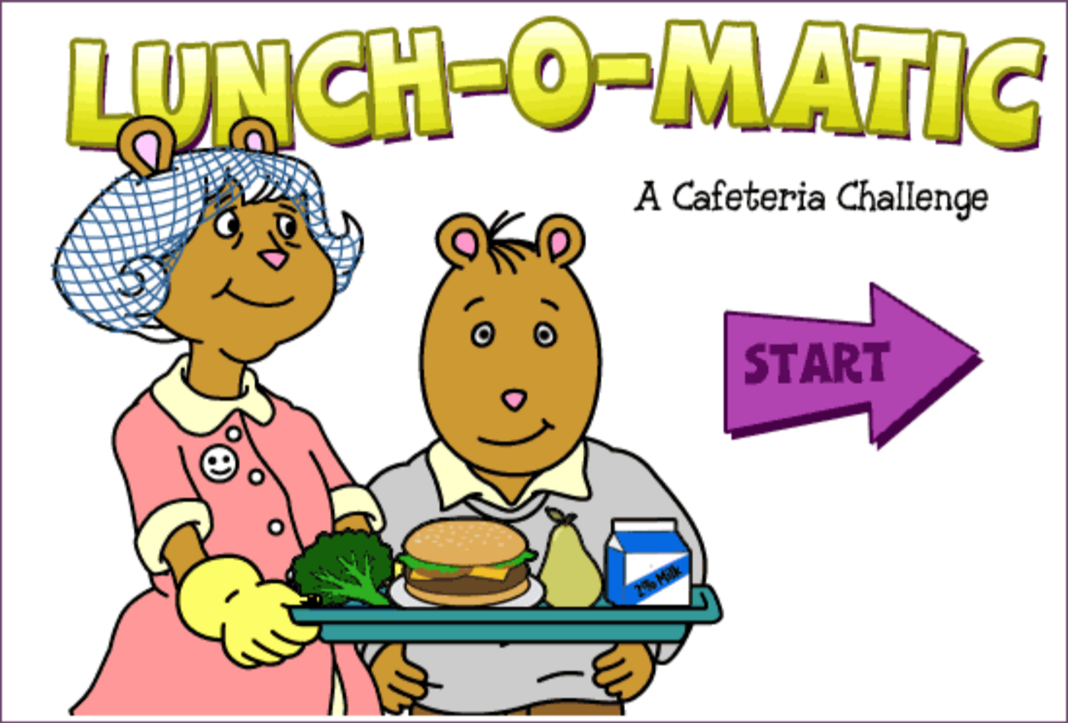 Arthur Lunch O Matic Game Welcome Screen Screenshot.