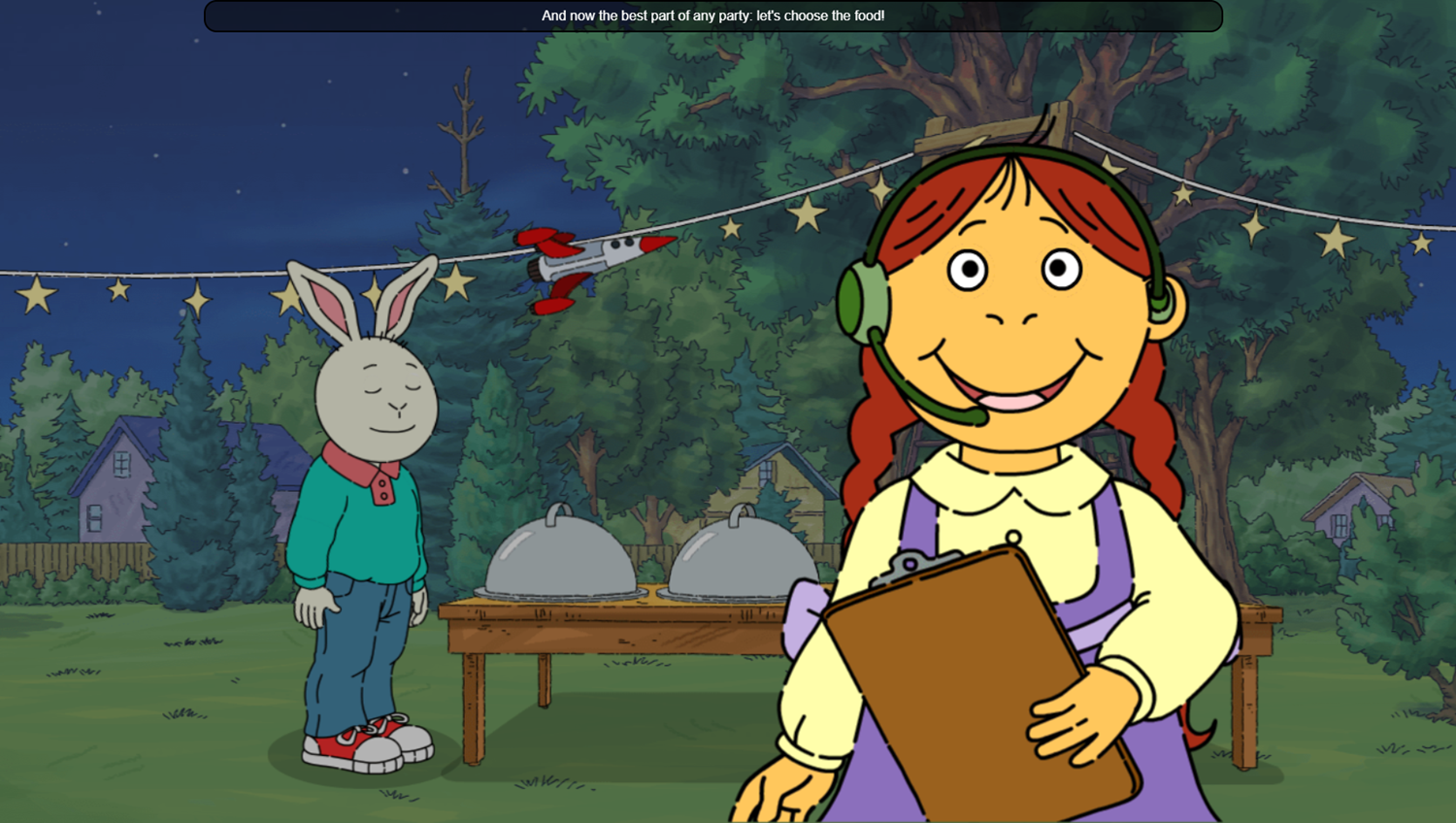 Arthur Muffy's Party Planner Game Choose Food Screenshot.