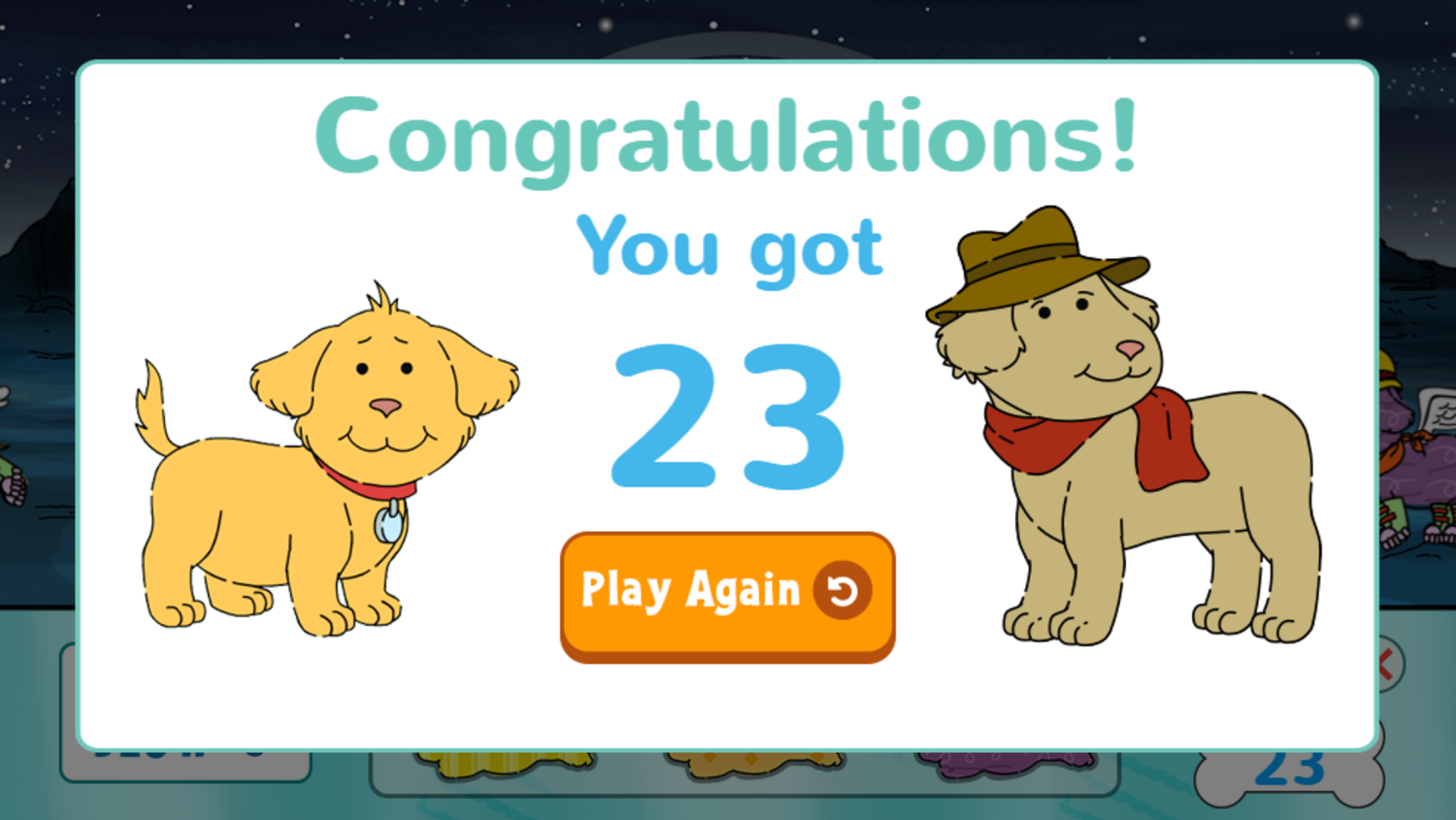 Arthur Planet Pal Game Your Score Screenshot.