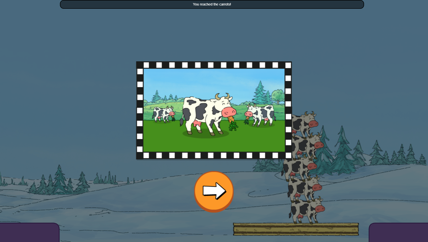 Arthur Tower of Cows Game Move Level Complete Screenshot.