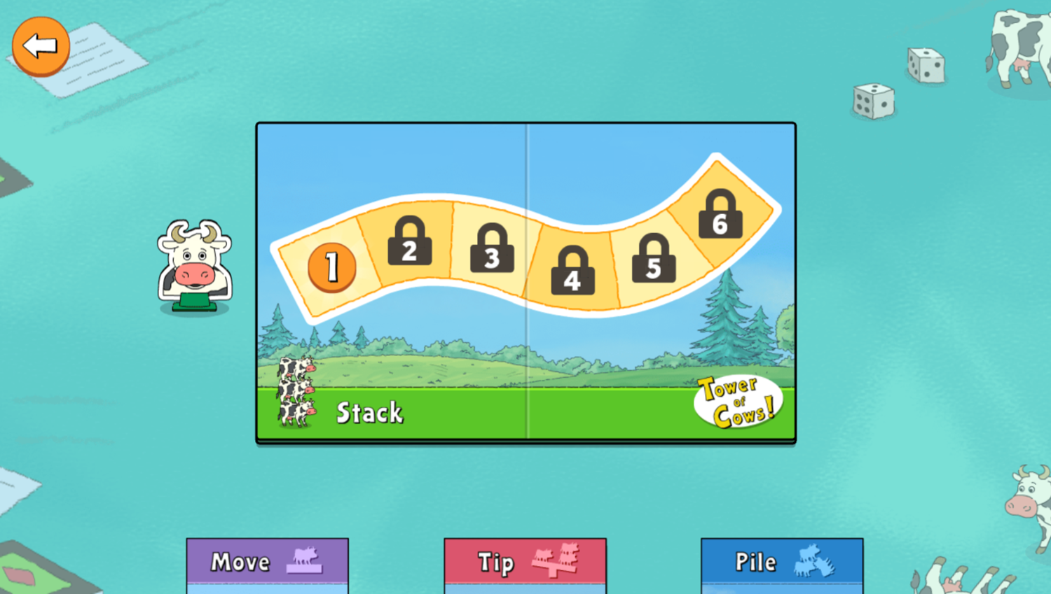 Arthur Tower of Cows Game Stack Level Select Screenshot.